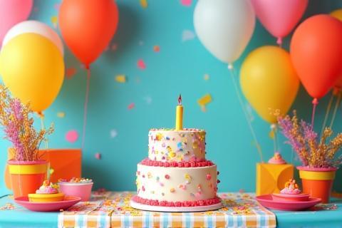 Colorful birthday party setup