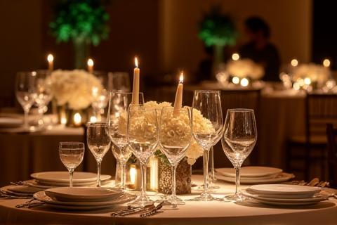 Formal charity gala dinner setup