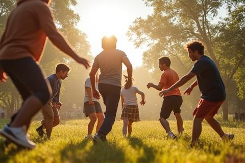 Outdoor team building activities setup